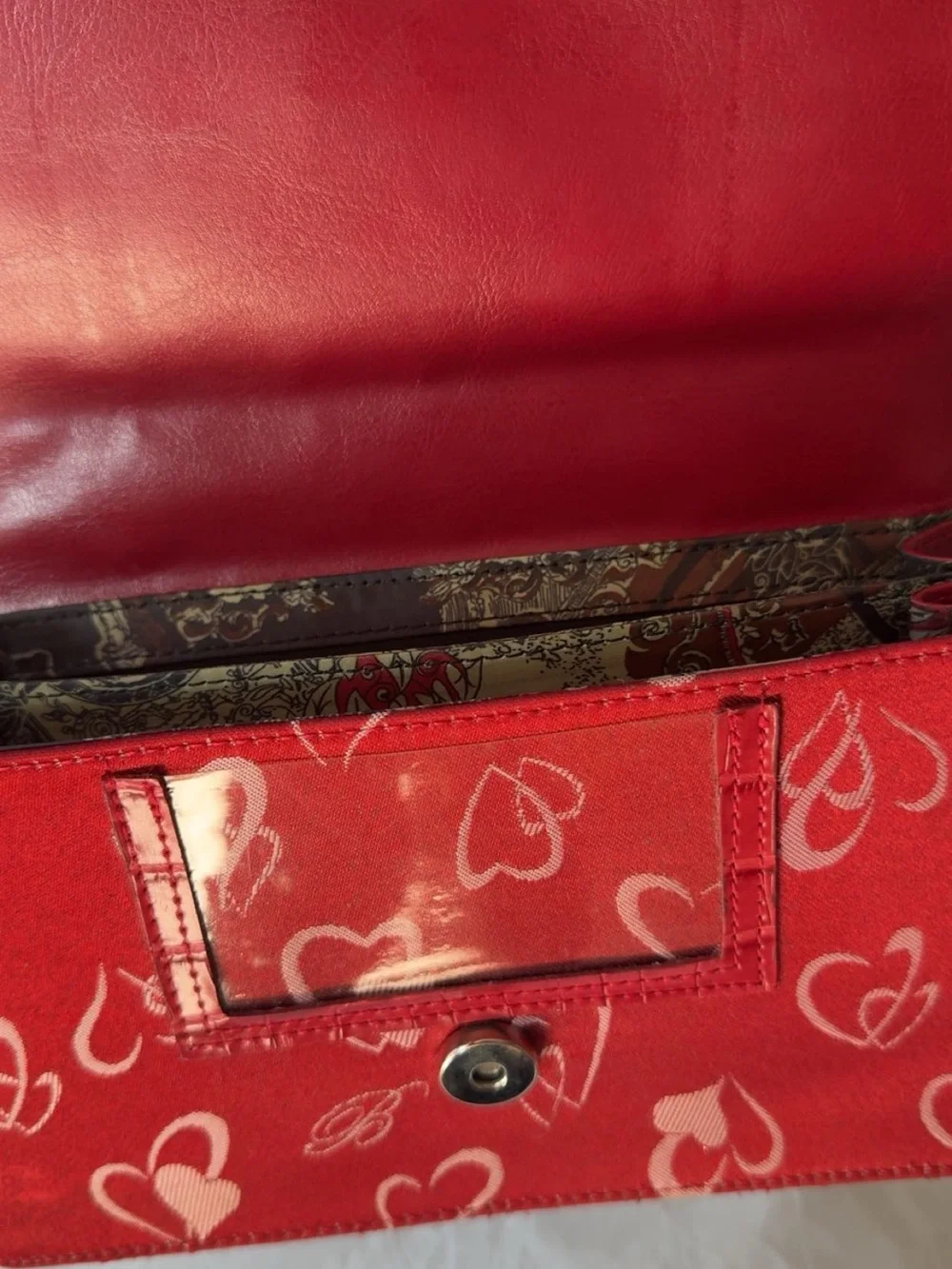 Brighton Red vantage Heart-Print Top-Handle Satchel - Picture 3 of 5